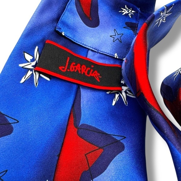 Jerry Garcia 100% Silk Star Spangled Patriotic Men's Tie, Red/White/Blue Stars - Picture 4 of 9